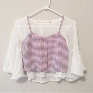 Two piece bell sleeve blouse